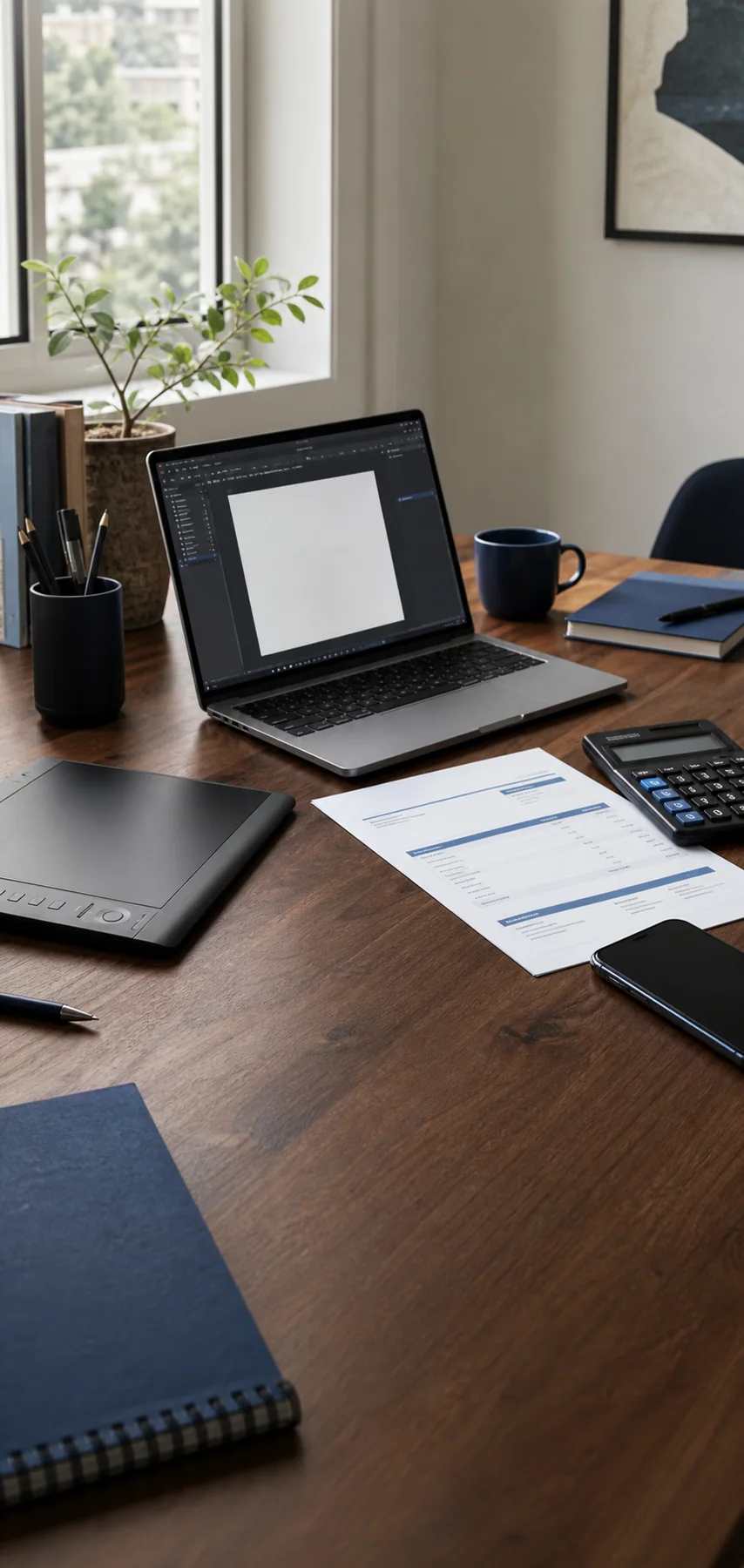 An independent professional's invoicing workspace